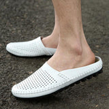 Men Casual  Genuine Leather Summer Breathable Slipper