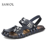 Genuine Split Leather Men Sandals Brand Men Casual Shoes