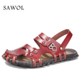 Genuine Split Leather Men Sandals Brand Men Casual Shoes