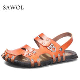 Genuine Split Leather Men Sandals Brand Men Casual Shoes