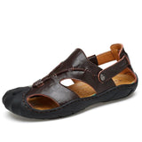 Genuine Cow Leather Summer Soft Breathable Male Sandals Shoes