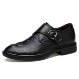 Retro Genuine Leather Alligator Pattern Men's Dress Shoes