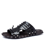 Leather Summer Men Breathable Plus Size Crocodile Casual Slipper Beach Sandals