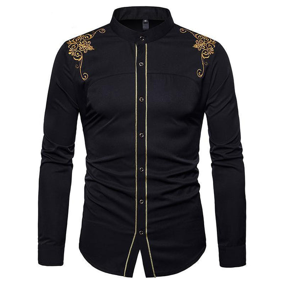 Fashion Embroidery Pattern Cotton Men's Shirts