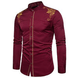 Fashion Embroidery Pattern Cotton Men's Shirts