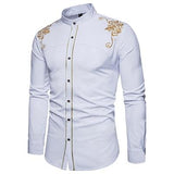 Fashion Embroidery Pattern Cotton Men's Shirts