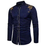 Fashion Embroidery Pattern Cotton Men's Shirts