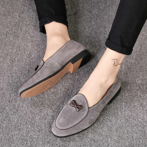 Fashion Suede Leather Casual Bowknot Slip-On Men's Loafers