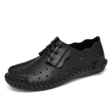 big size lace-up breathable moccasins men casual hole shoes