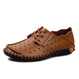 big size lace-up breathable moccasins men casual hole shoes