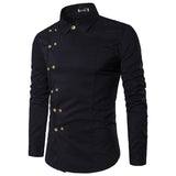 Oblique Button Irregular Double Breasted Men's Shirts