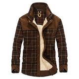 Plus Size Winter Snow Warm Thick Plaid Men Shirts