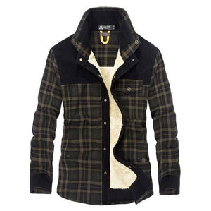 Plus Size Winter Snow Warm Thick Plaid Men Shirts