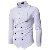 Fashion Double-breasted Solid Color Slim Fit Men's Shirts