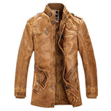 Fashion Fleece Lined Motorcycle Leather Coats Jackets