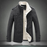 Fashion Brand Fleece Lined Thick Woolen Blend Men's Coat