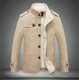 Fashion Brand Fleece Lined Thick Woolen Blend Men's Coat