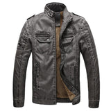 Leisure Windproof PU leather Warm Plus Velvet Men Jackets