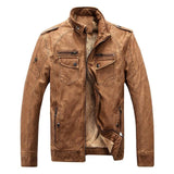 Leisure Windproof PU leather Warm Plus Velvet Men Jackets