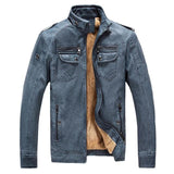 Leisure Windproof PU leather Warm Plus Velvet Men Jackets