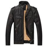 Leisure Windproof PU leather Warm Plus Velvet Men Jackets