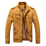 Leisure Windproof PU leather Warm Plus Velvet Men Jackets