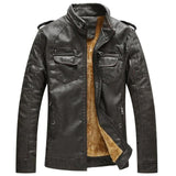 Leisure Windproof PU leather Warm Plus Velvet Men Jackets