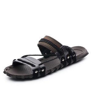 Fashion Genuine Leather Beach Summer Men's Slippers