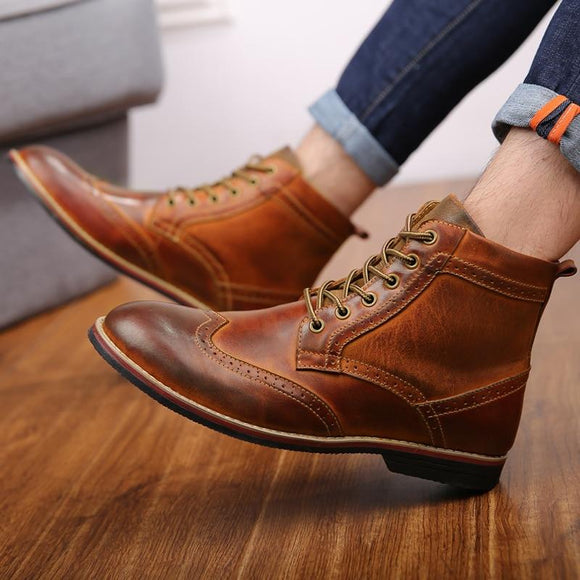 Vintage Big Size Brogue Style Men Boots