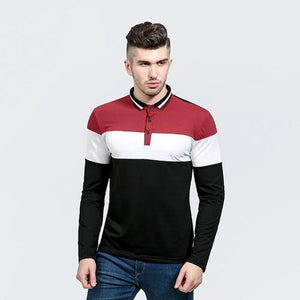 Fashion Patchwork Long Sleeve Contrast Color Men Casual Shirts