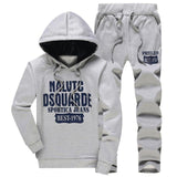 Fashion Fleece Lined Sweatshirt +Pants Men Tracksuits