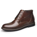 Genuine Leather Men Autumn Winter Lace-Up Ankle  Boots