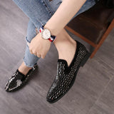 Full Shining PVC Bricks Decoration Soft Sole Men's Dress Shoes