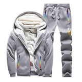 Printed Thick Hoodies Jacket +Pants Men Track Suits