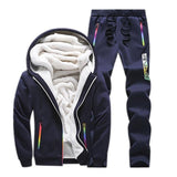 Printed Thick Hoodies Jacket +Pants Men Track Suits