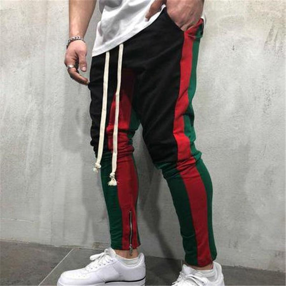 Patchwork Elastic Waist Cotton Men Sweatpants