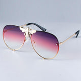 Luxury Metal Big Bee Pilot Gradient Lenses UV400 Sunglasses