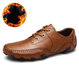 Fashion Genuine Leather Flats Lace-Up Men Loafers