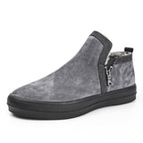 Gray Suede Leather Fur Plush Men Boots