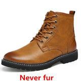 Fashion Leather Plush Pointed Toe Mid-Calf Men Boots