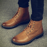 Fashion Leather Plush Pointed Toe Mid-Calf Men Boots