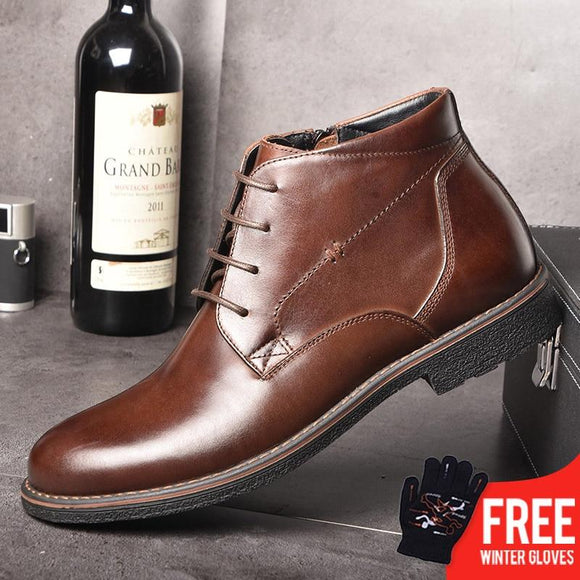 Genuine Leather Men Autumn Winter Lace-Up Ankle  Boots