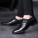 Men's Big Size Wrinkle Pattern Monk Strap Leather  Slip-On Night Club Wedding Party Shoes