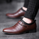 Men's Big Size Wrinkle Pattern Monk Strap Leather  Slip-On Night Club Wedding Party Shoes