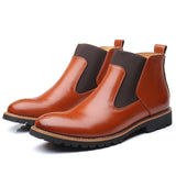 Fashion Slip-on Leather Brogue Men Chelsea Ankle Boots