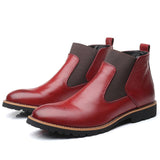 Fashion Slip-on Leather Brogue Men Chelsea Ankle Boots