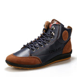 Fashion Autumn Winter Lace-up Warm Cotton Men Leather Boots