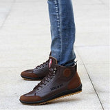 Fashion Autumn Winter Lace-up Warm Cotton Men Leather Boots