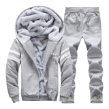 Fashion Warm Thicken Fleece Plus Velvet Men Sweatshirts &Pants Sets