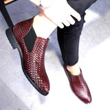 Breathable Leather Holes Design Winter Business Men Flats Boots